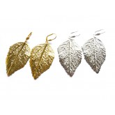 Gold Leaf Earrings, Silver Leaf Earrings, Gold Leaves Earrings